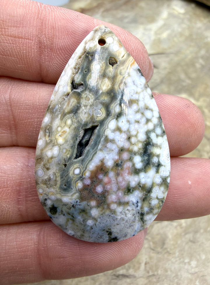 High Quality Ocean Jasper Focal Pendant Bead 27x42mm