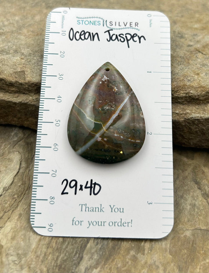 High Quality Ocean Jasper Focal Pendant Bead 29x40mm