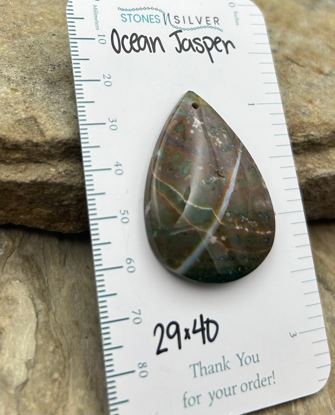 High Quality Ocean Jasper Focal Pendant Bead 29x40mm