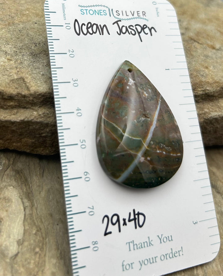 High Quality Ocean Jasper Focal Pendant Bead 29x40mm