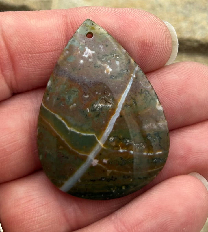 High Quality Ocean Jasper Focal Pendant Bead 29x40mm