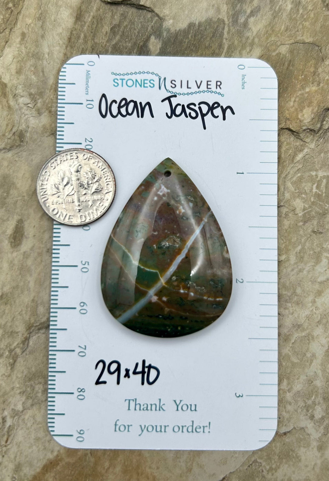 High Quality Ocean Jasper Focal Pendant Bead 29x40mm