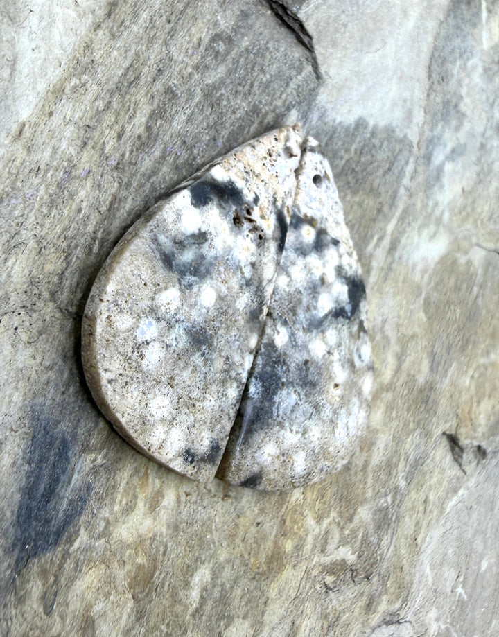 High Quality Ocean Jasper Matching Earring Slab Bead Pair
