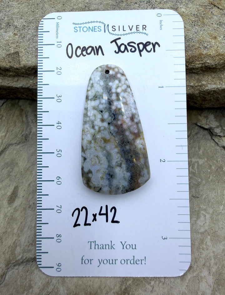 High Quality Ocean Jasper Matching Earring Slab Bead Pair
