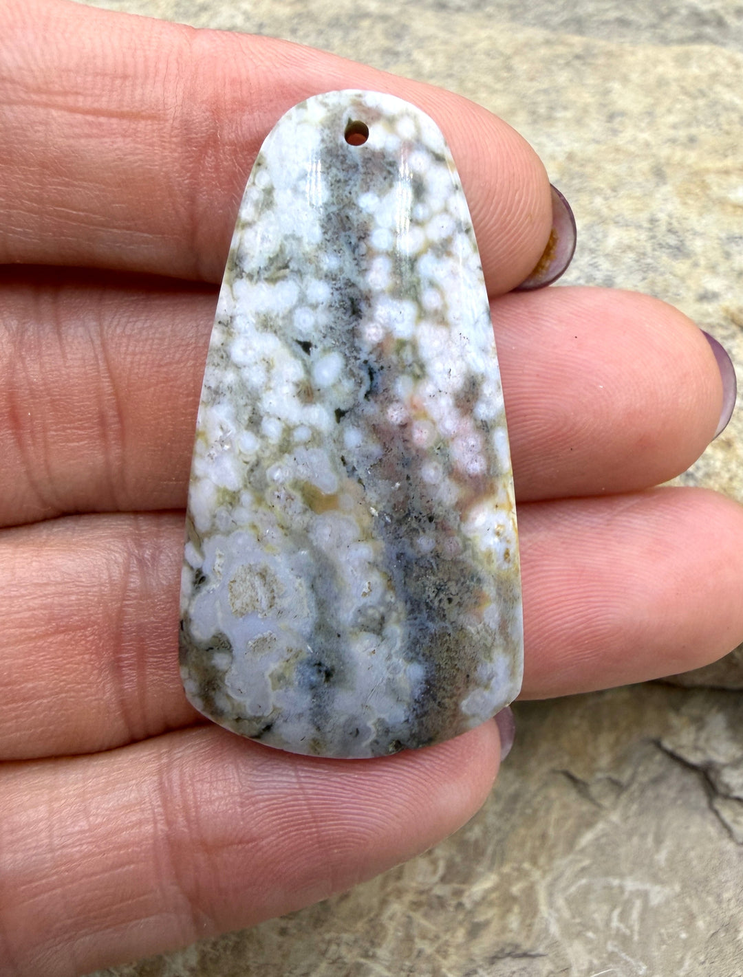 High Quality Ocean Jasper Matching Earring Slab Bead Pair
