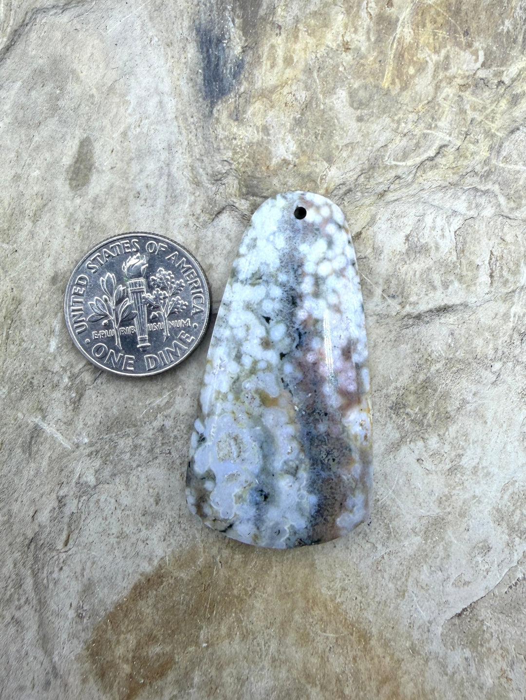High Quality Ocean Jasper Matching Earring Slab Bead Pair