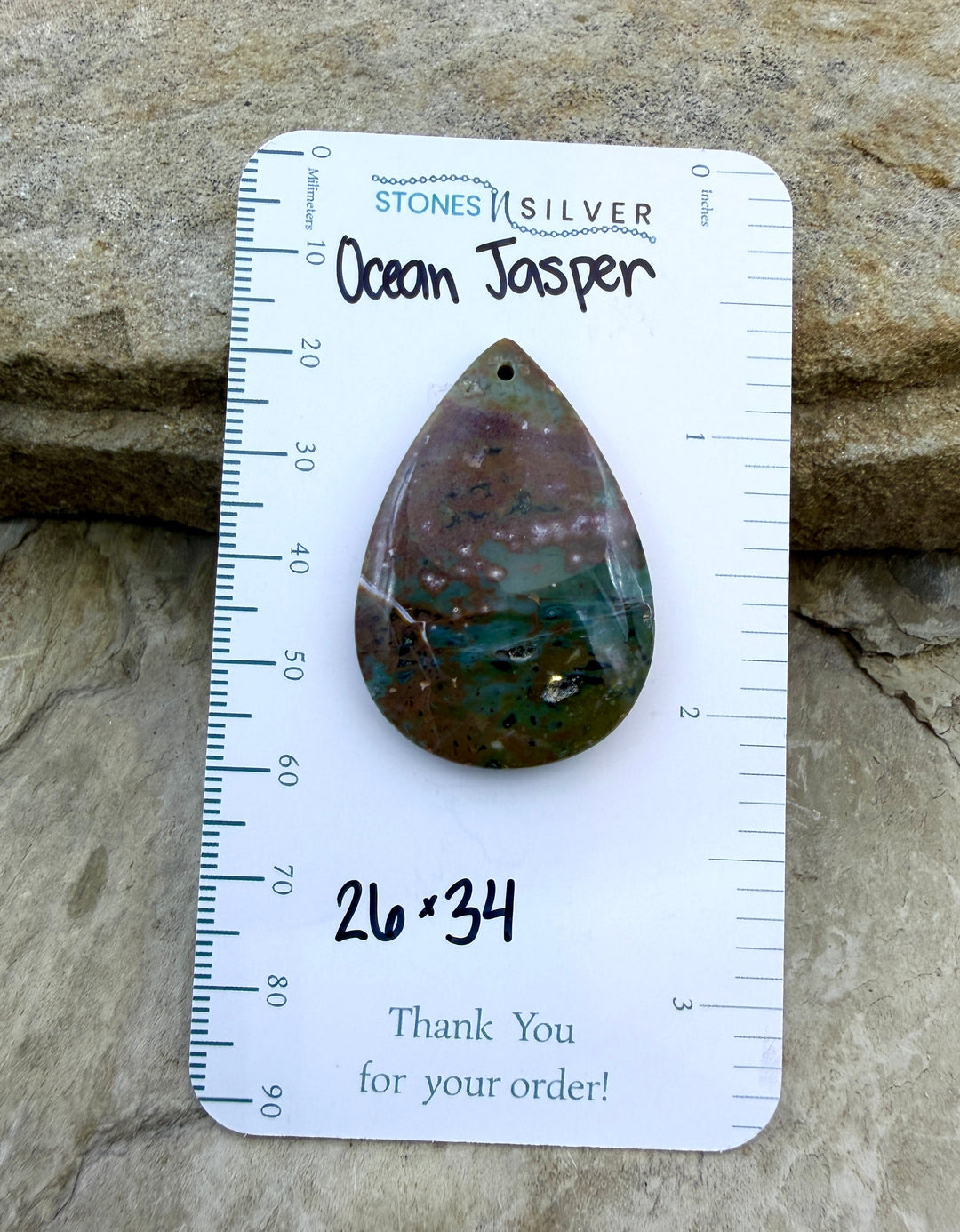 High Quality Ocean Jasper Matching Earring Slab Bead Pair