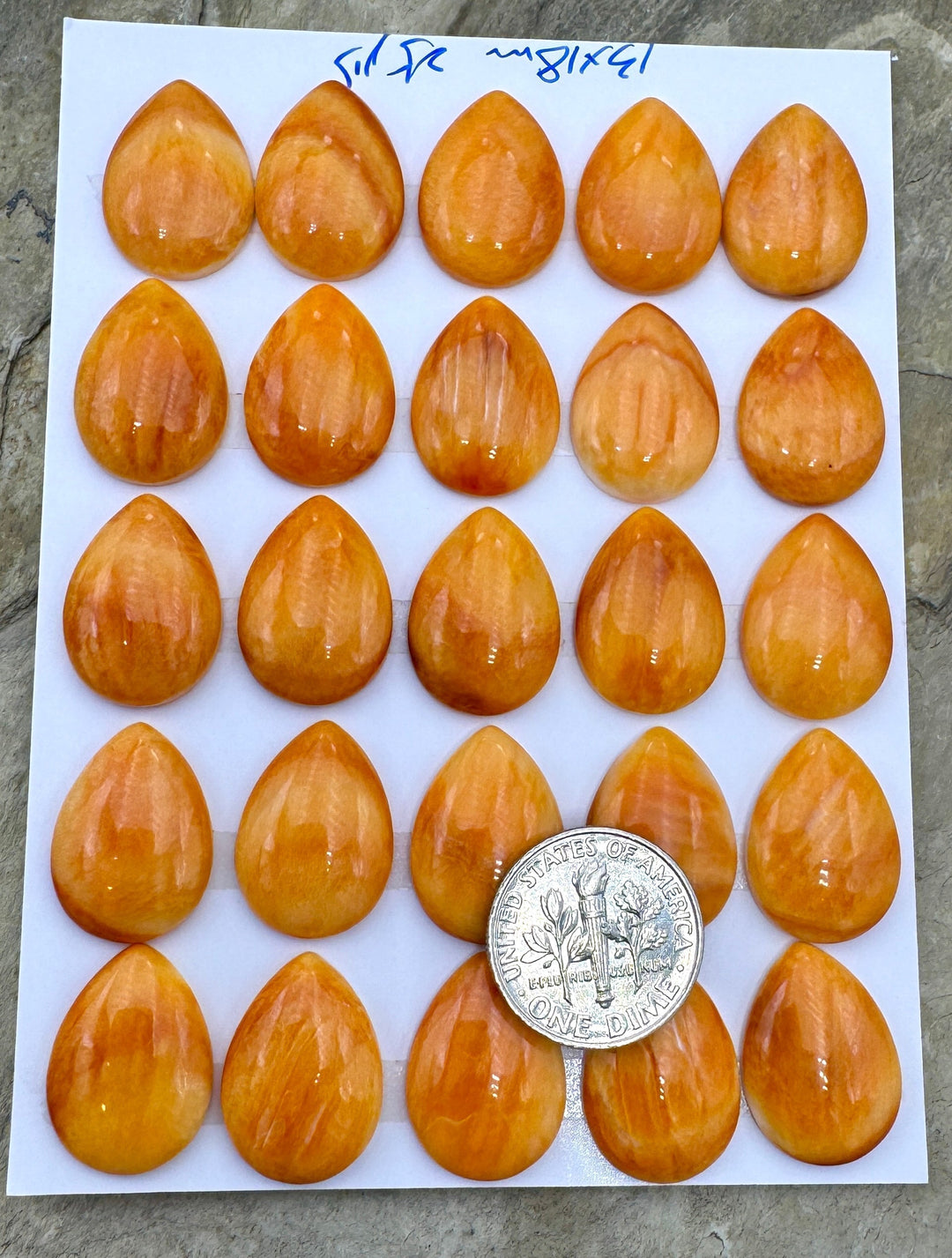 High Quality Orange Spiny Oyster 13x18mm Teardrop Shaped