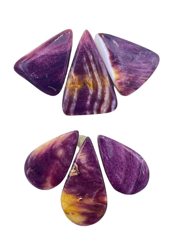 High Quality Purple Spiny Oyster 3 Piece Cabochon Set