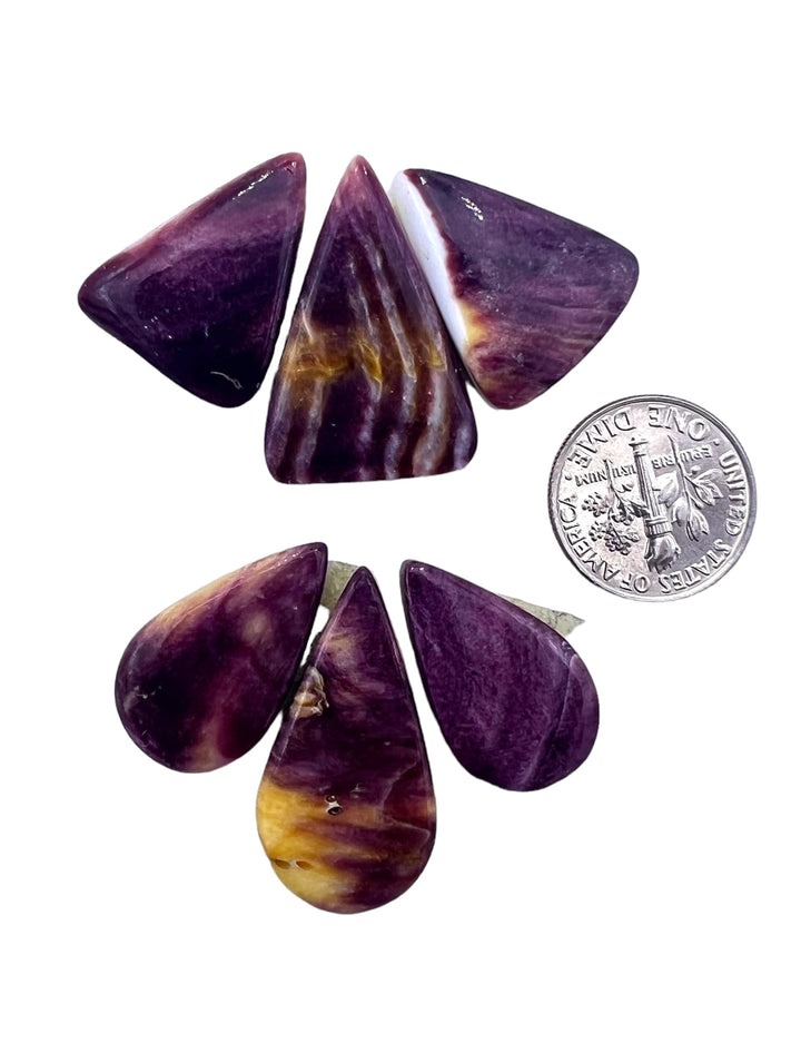 High Quality Purple Spiny Oyster 3 Piece Cabochon Set