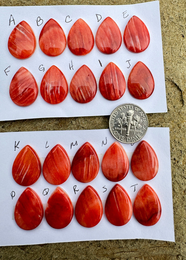 High Quality Red/Rust Spiny Oyster 12x16mm Teardrop Shaped