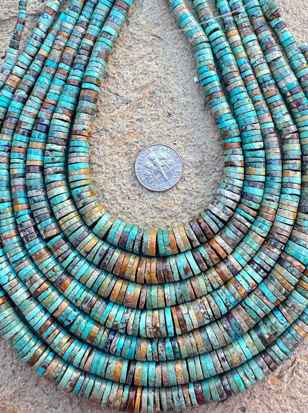Hubei Turquoise (China) 2-9mm Graduated Heishi 16 inch