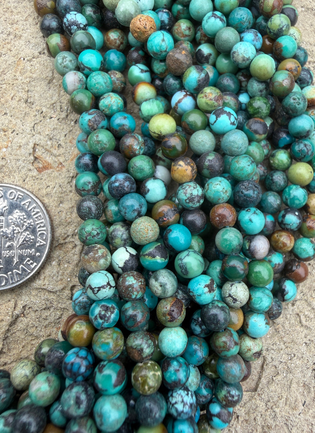Hubei Turquoise (China) 4mm Round Beads 15 Inch Strand