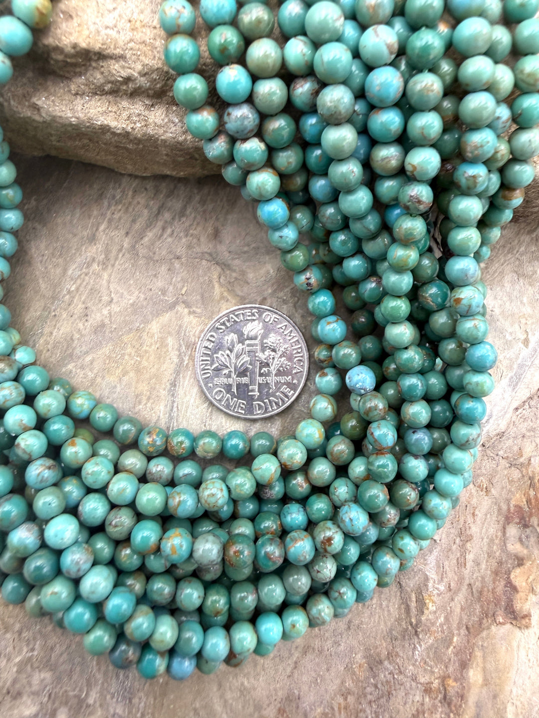 Hubei Turquoise (China) 4mm Round Beads 16 Inch Strand