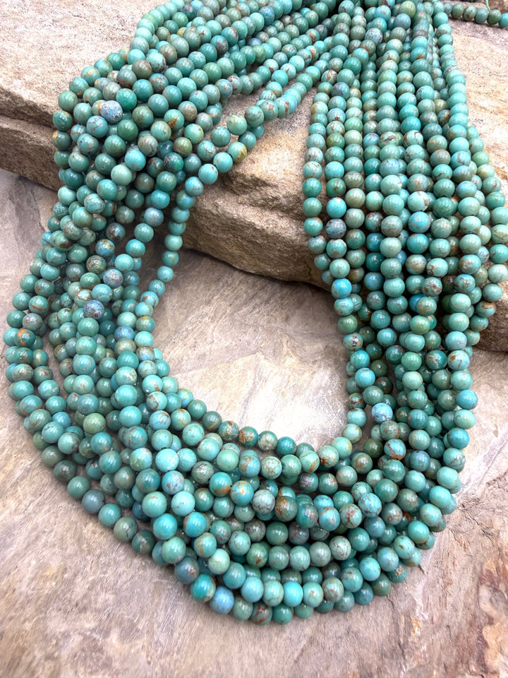 Hubei Turquoise (China) 4mm Round Beads 16 Inch Strand