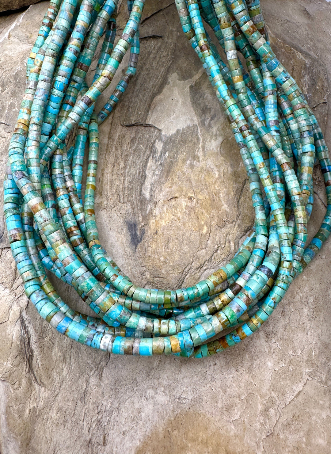 Hubei Turquoise (China) 4x2mm Heishi 16 inch Strand
