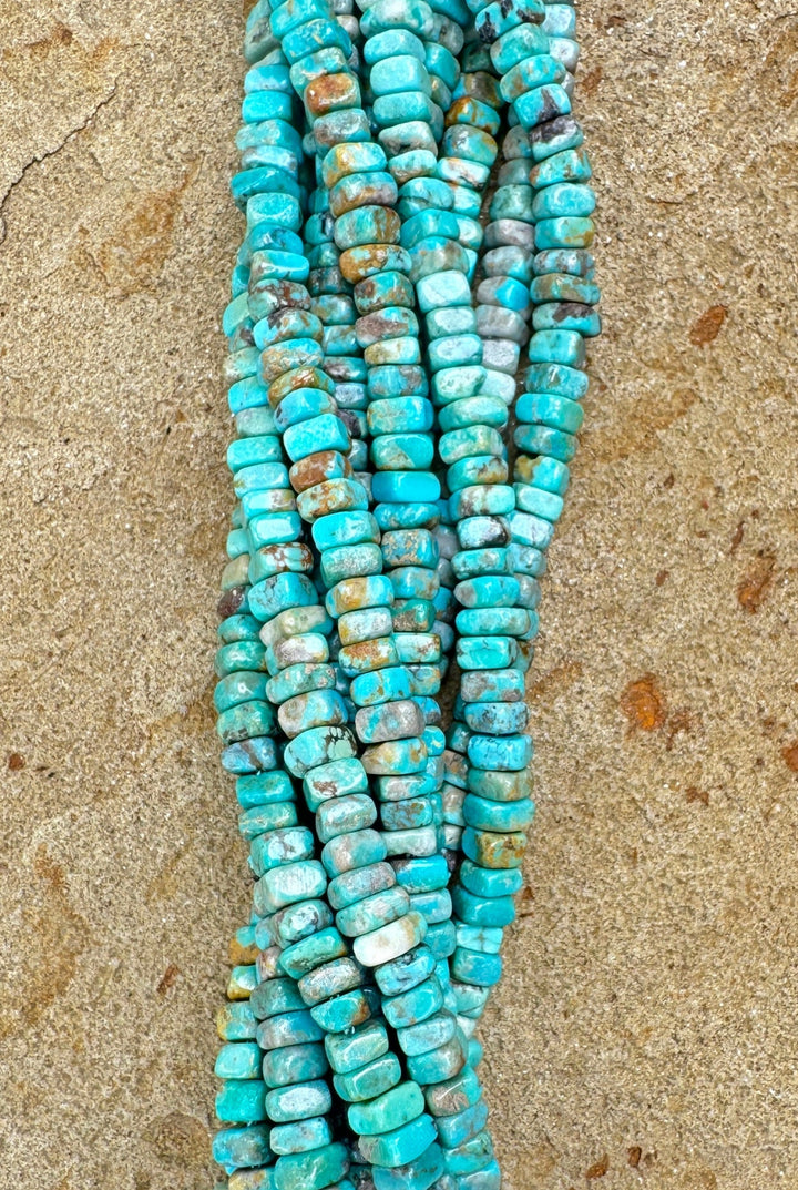 Hubei Turquoise (China 4x2mm Square Heishi 16 inch Strand