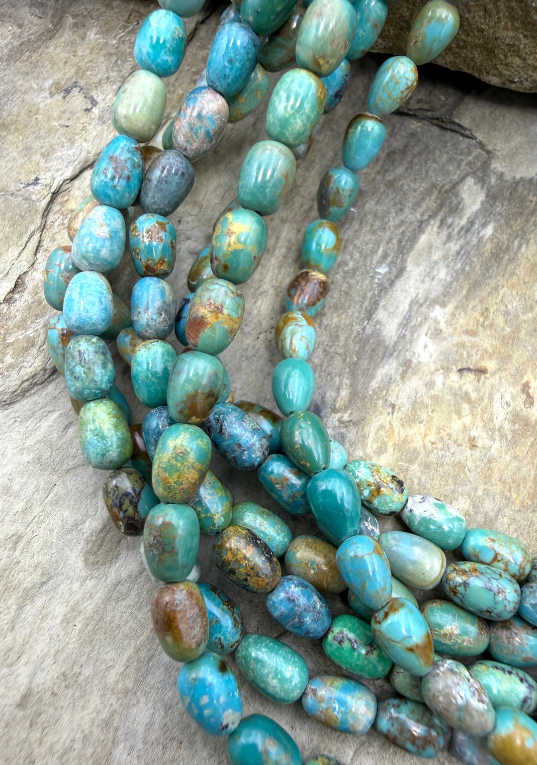 Hubei Turquoise (China) 4x6mm Rice Beads 16 Inch Strand