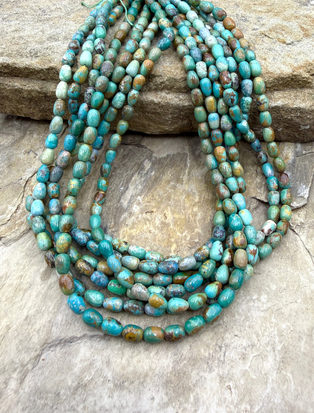 Hubei Turquoise (China) 4x6mm Rice Beads 16 Inch Strand