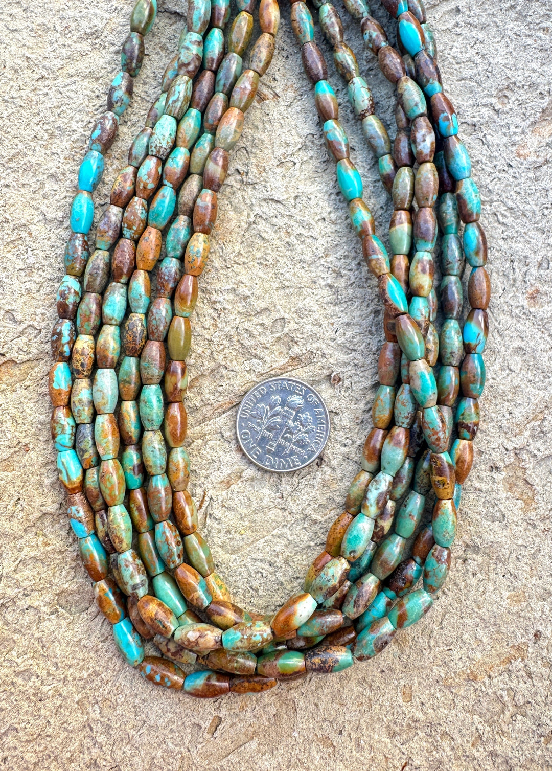 Hubei Turquoise (China) 4x7mm Rice Shaped Beads 16 inch