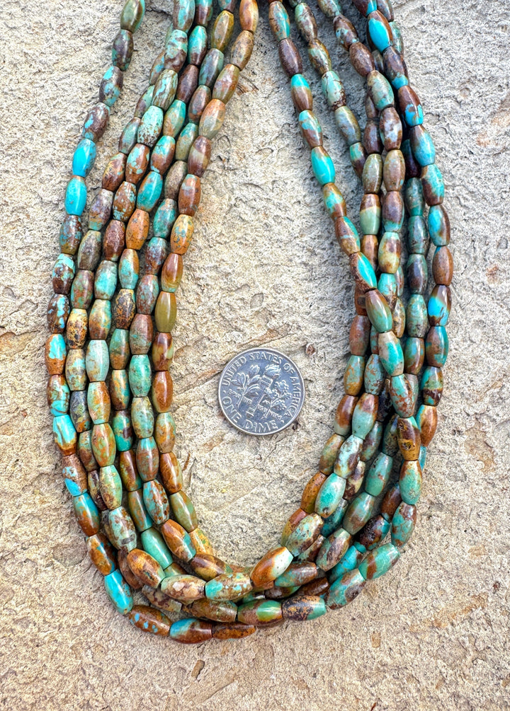 Hubei Turquoise (China) 4x7mm Rice Shaped Beads 16 inch