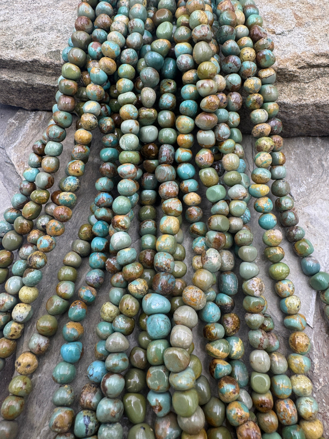 Hubei Turquoise (China) 5-6mm Rounded Nugget Beads 16 inch
