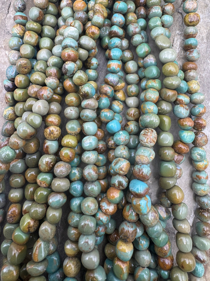 Hubei Turquoise (China) 5-6mm Rounded Nugget Beads 16 inch