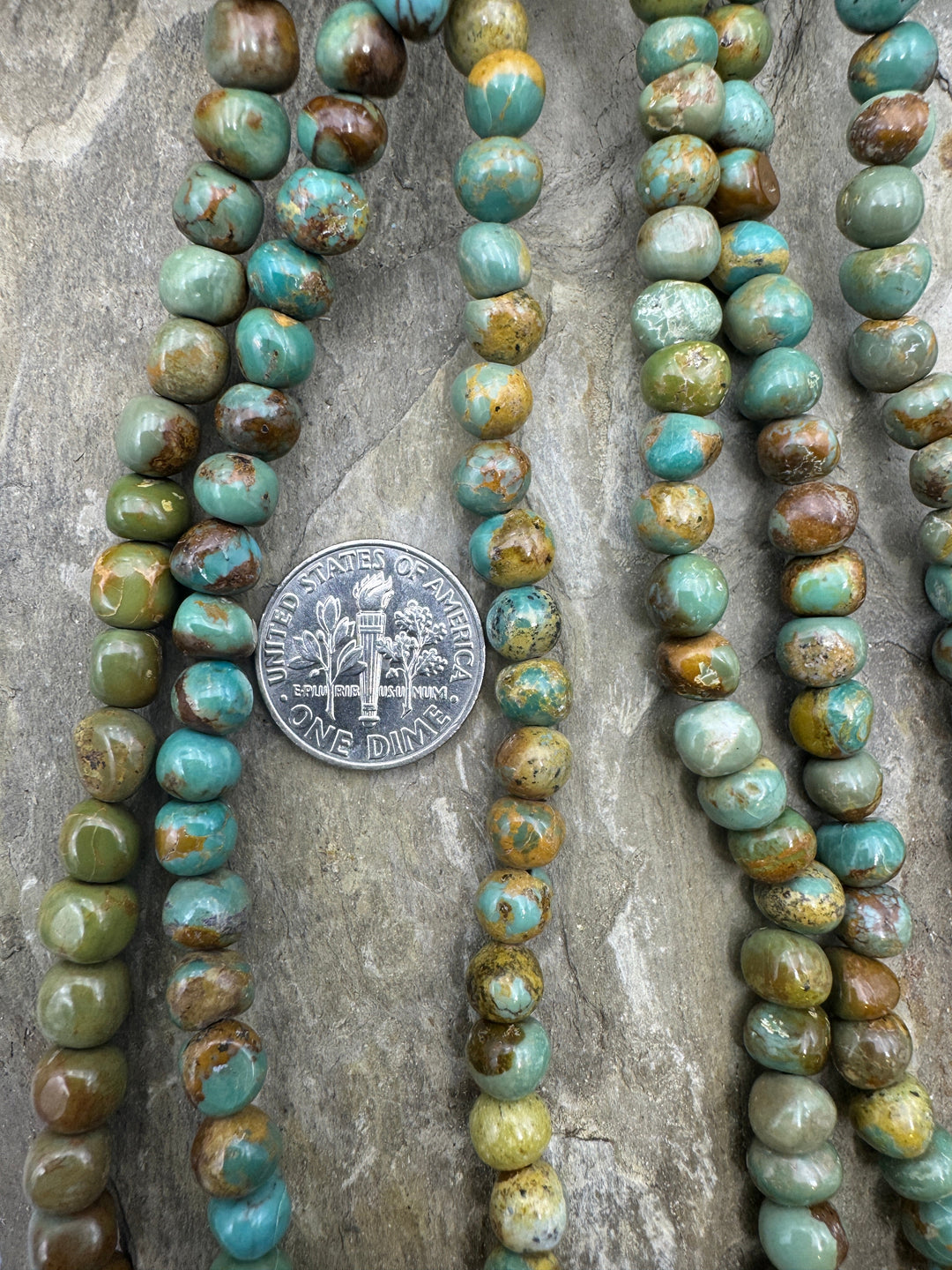 Hubei Turquoise (China) 5 6mm Rounded Nugget Beads 16 inch