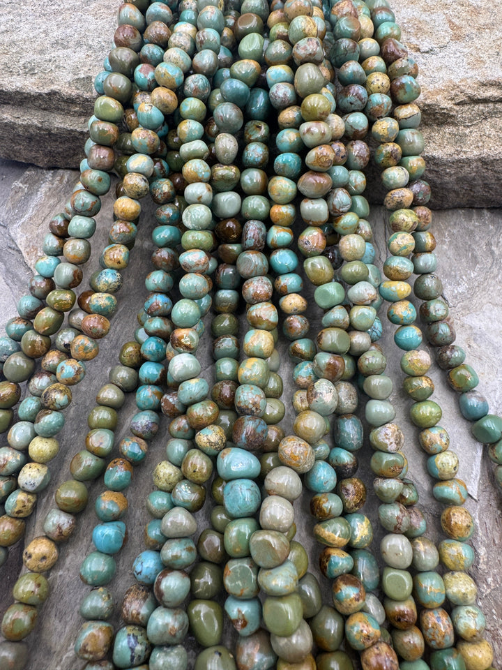 Hubei Turquoise (China) 5-6mm Rounded Nugget Beads 16 inch