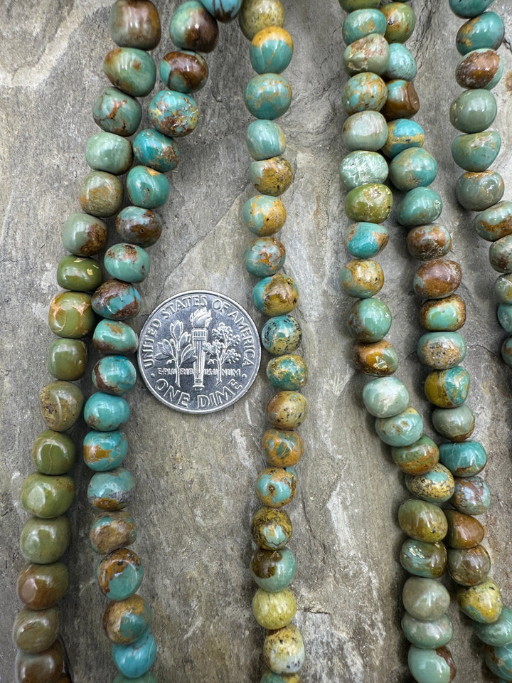 Hubei Turquoise (China) 5-6mm Rounded Nugget Beads 16 inch