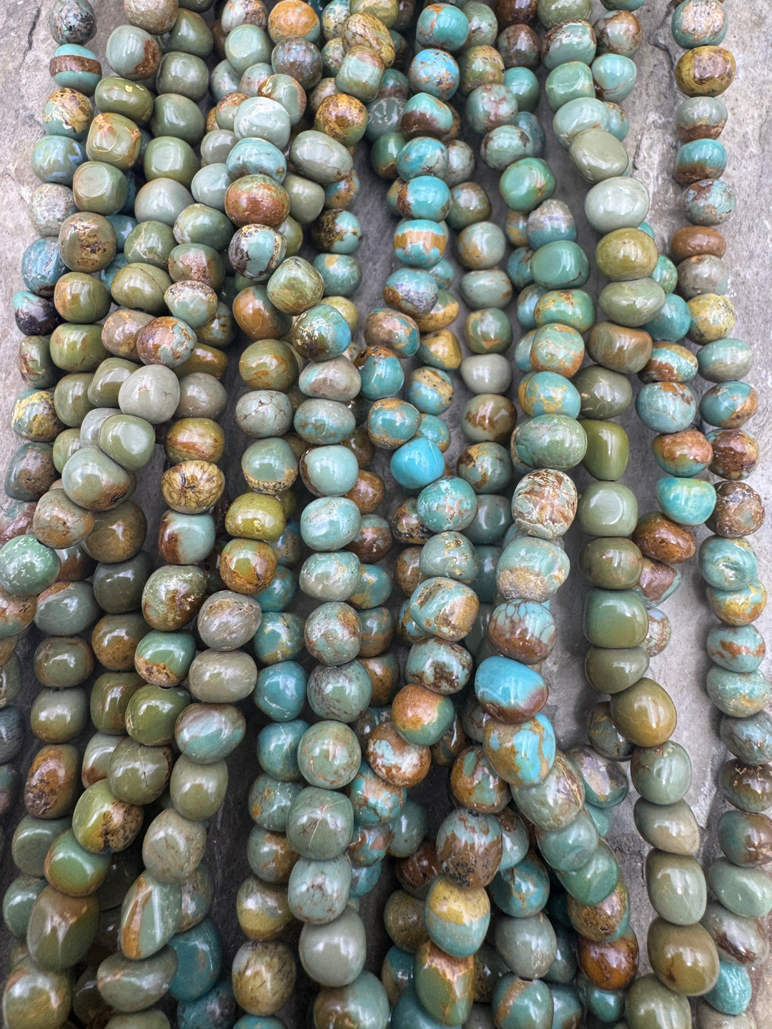 Hubei Turquoise (China) 5-6mm Rounded Nugget Beads 16 inch