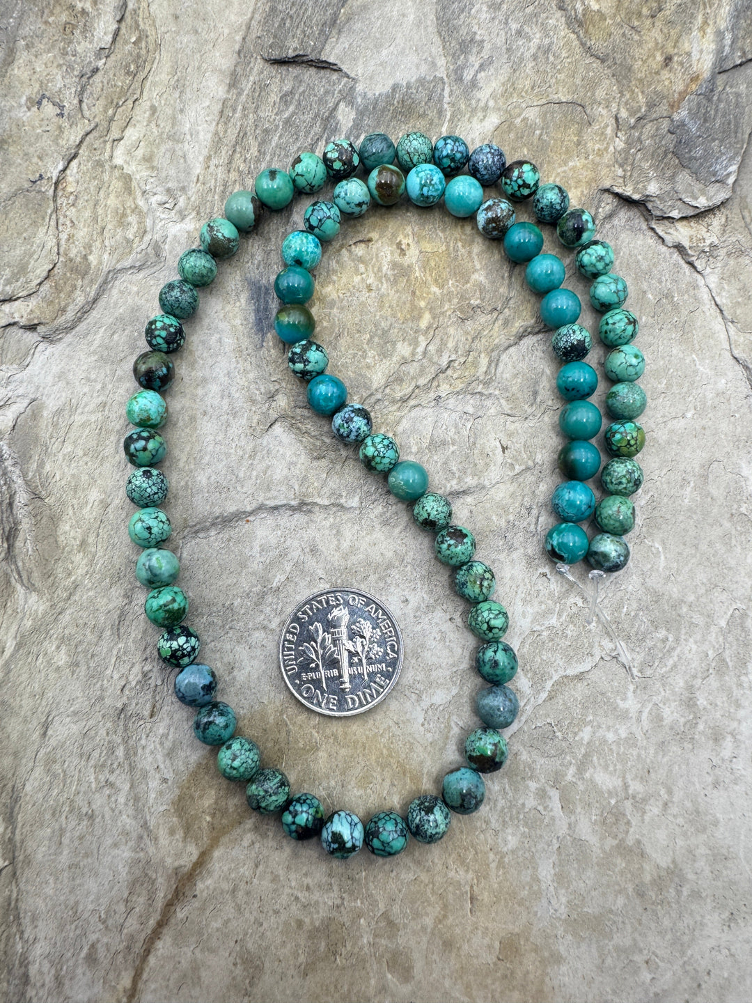 Hubei Turquoise (China) 6mm Round Breads 16 inch Strand (74