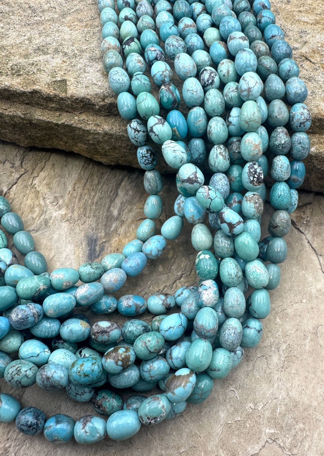 Hubei Turquoise (China) 6x8mm Oval Beads 16 inch Strand