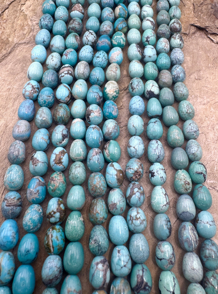 Hubei Turquoise (China) 6x8mm Oval Beads 16 inch Strand