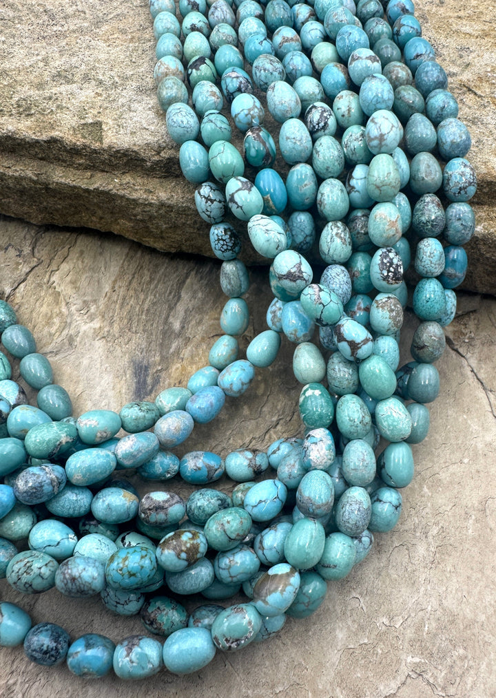 Hubei Turquoise (China) 6x8mm Oval Beads 16 inch Strand