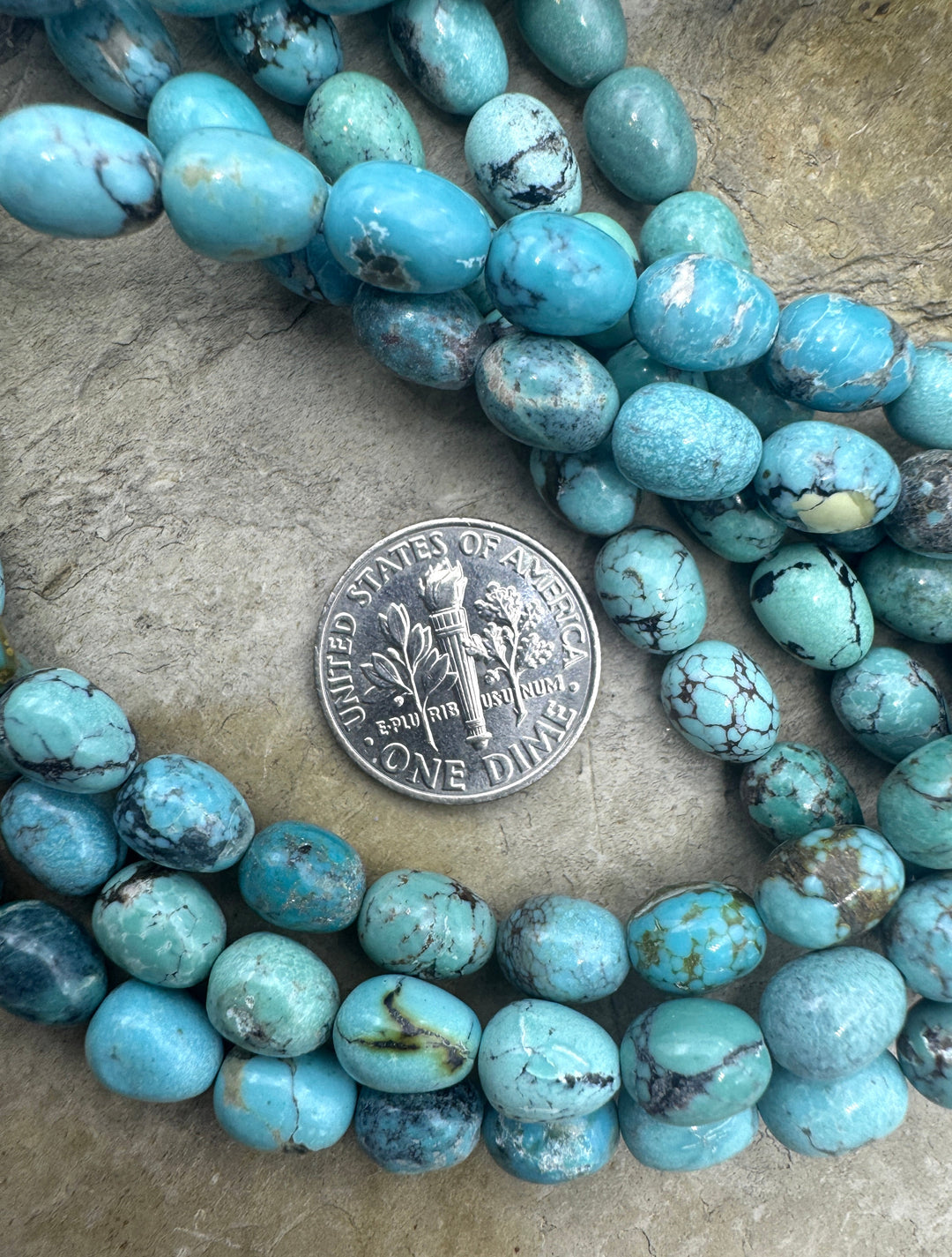 Hubei Turquoise (China) 6x8mm Oval Beads 16 inch Strand