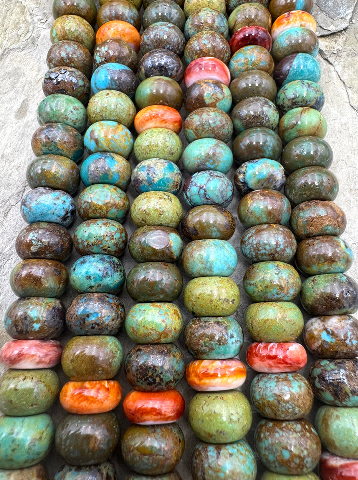 Hubei Turquoise (China) and Spiny Oyster Shell BIG 9x13mm