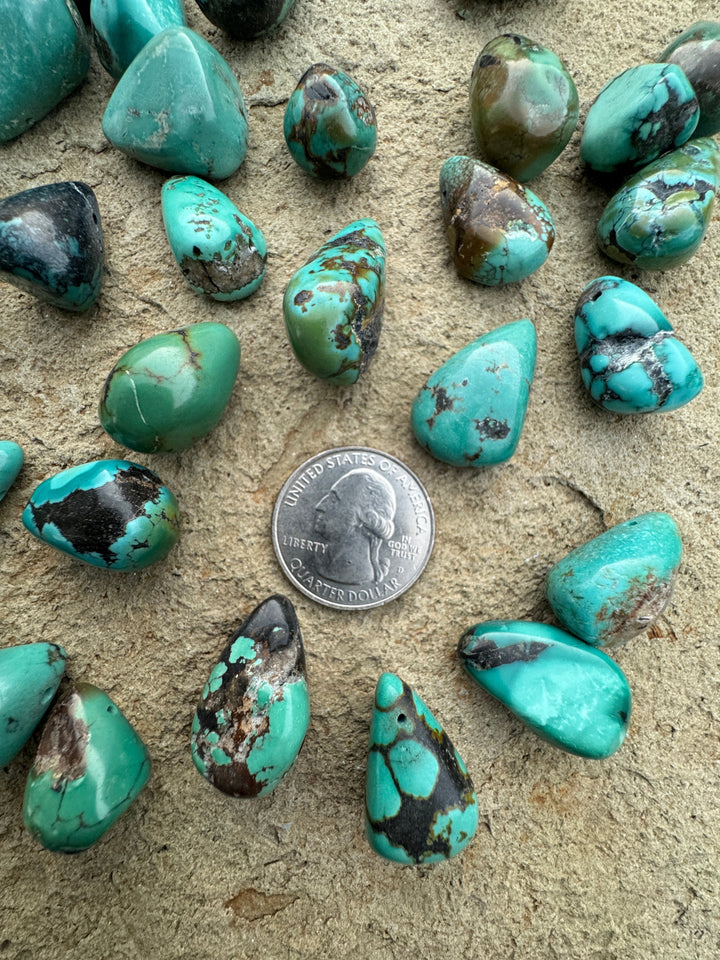 Hubei Turquoise (China) Big Chunky Teardrop Beads (Package