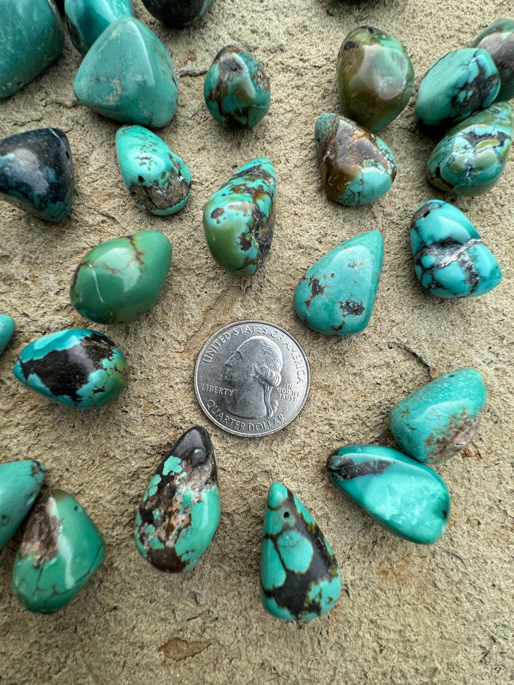 Hubei Turquoise (China) Big Chunky Teardrop Beads (Package