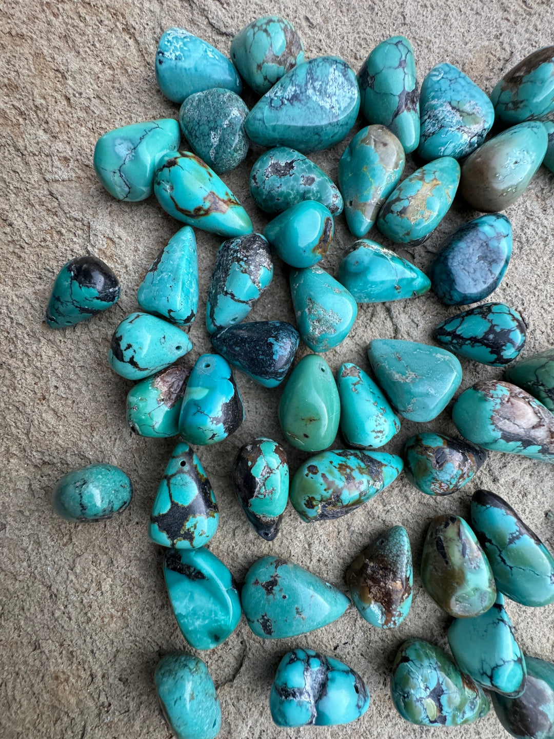 Hubei Turquoise (China) Big Chunky Teardrop Beads (Package
