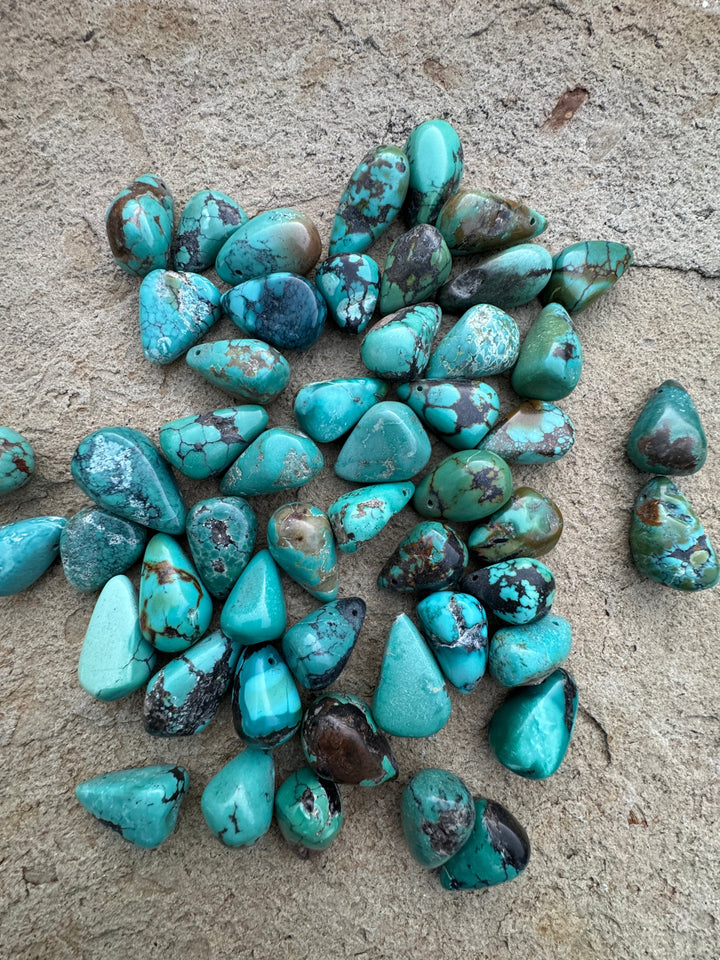 Hubei Turquoise (China) Big Chunky Teardrop Beads (Package