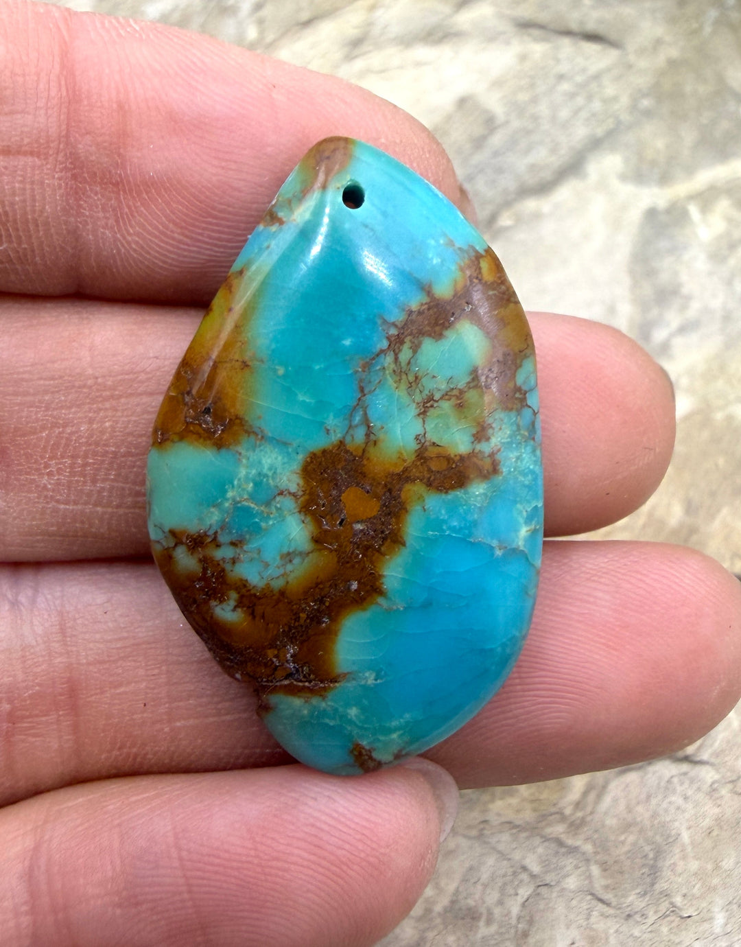 Hubei Turquoise (China) Focal Bead Pendant 22x36mm