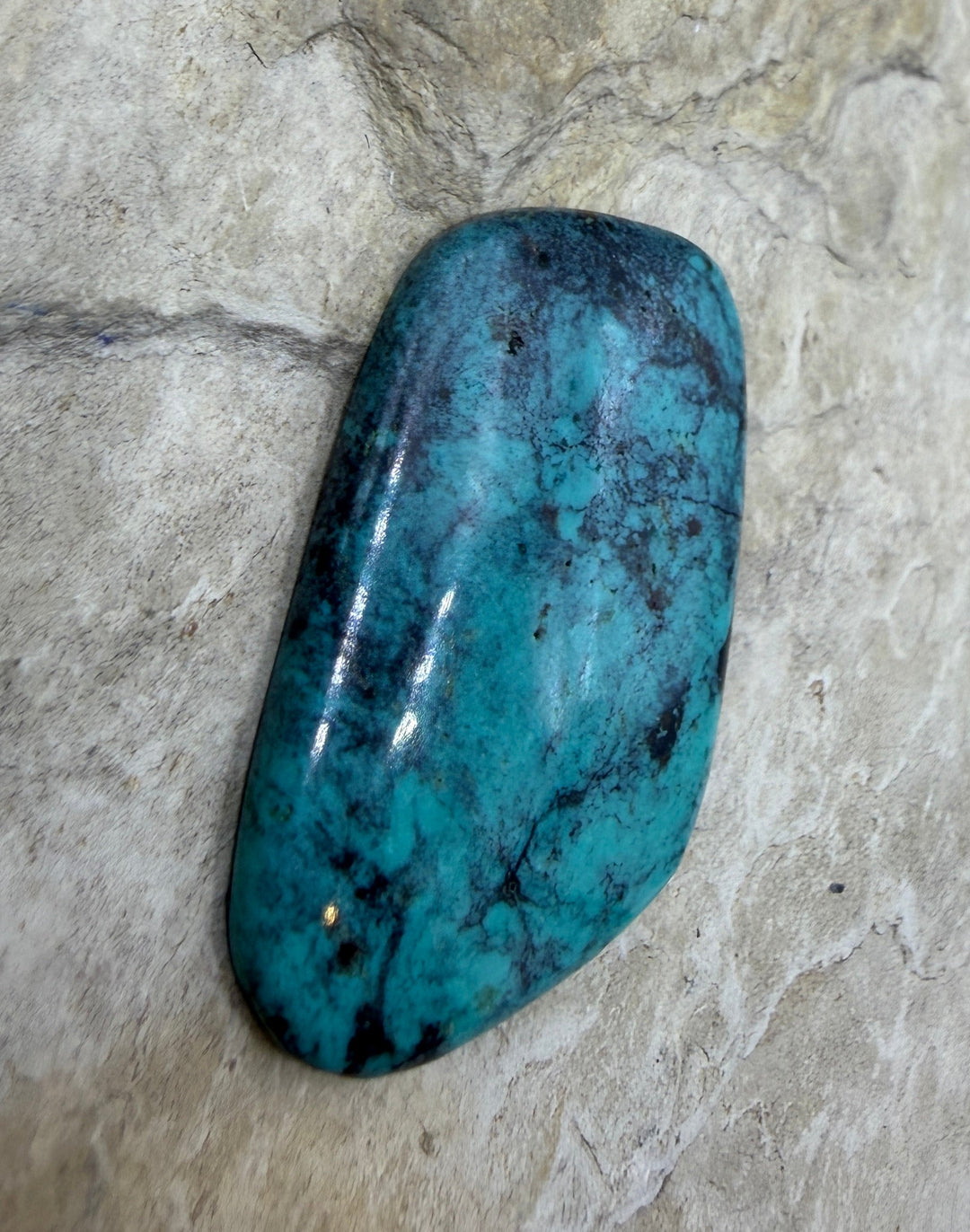 Hubei Turquoise (China) Freeform Cabochon 24x38mm