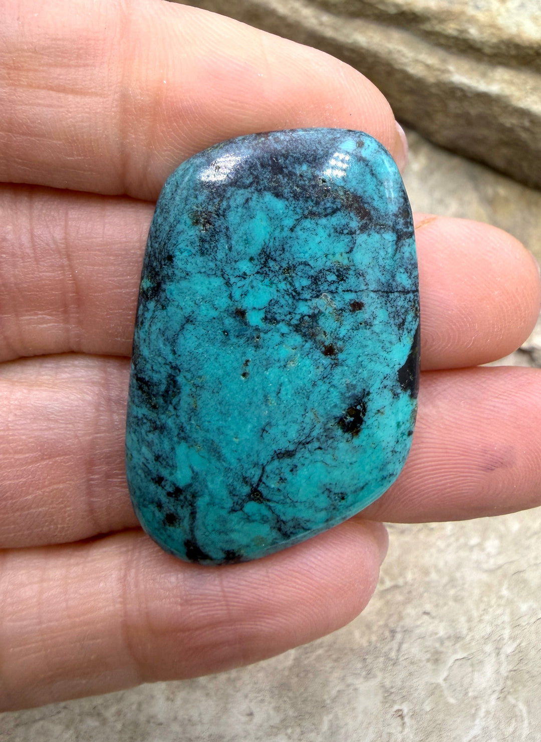 Hubei Turquoise (China) Freeform Cabochon 24x38mm