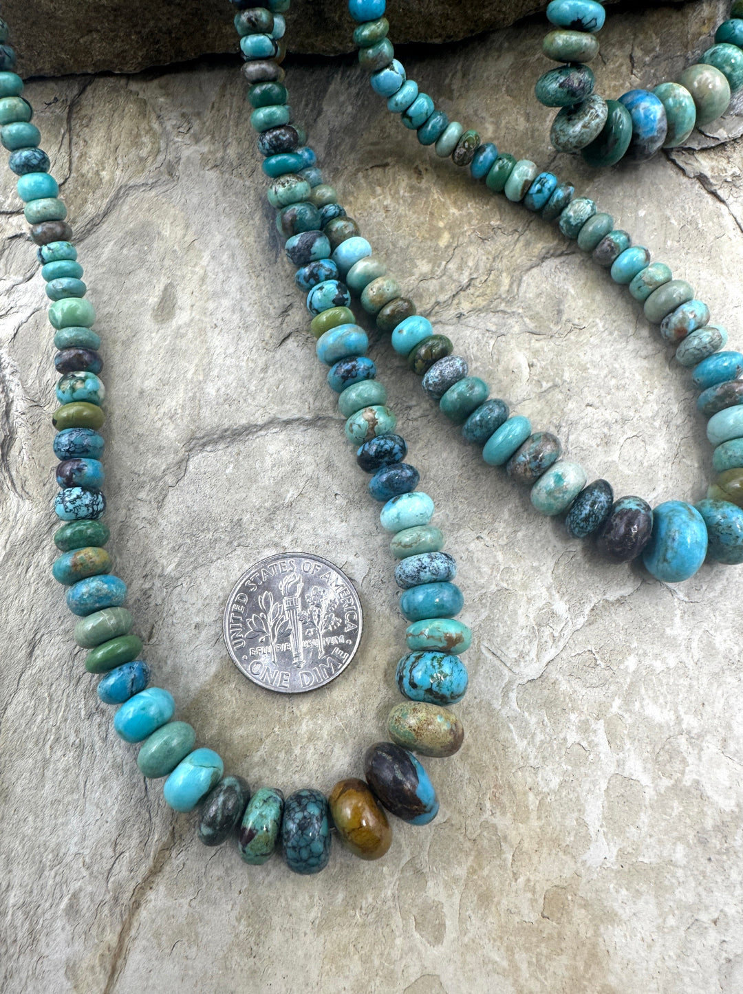 Hubei Turquoise (China) Graduated 4-10mm Rondelle Beads 16