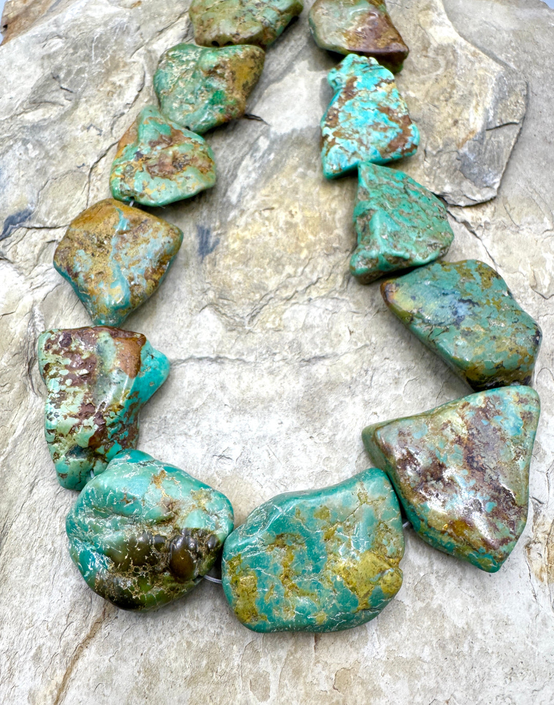 Hubei Turquoise (China) HUGE 25-45mm Flat Freeform Bead