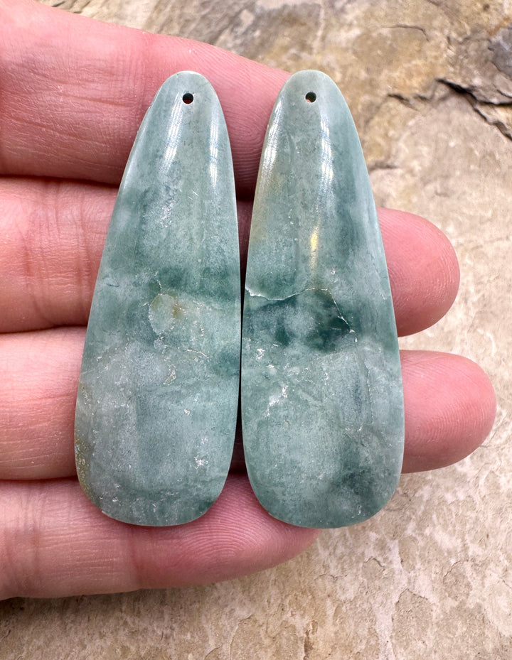 Imperial Jasper BIG Matrching Earring Bead Slab Pair