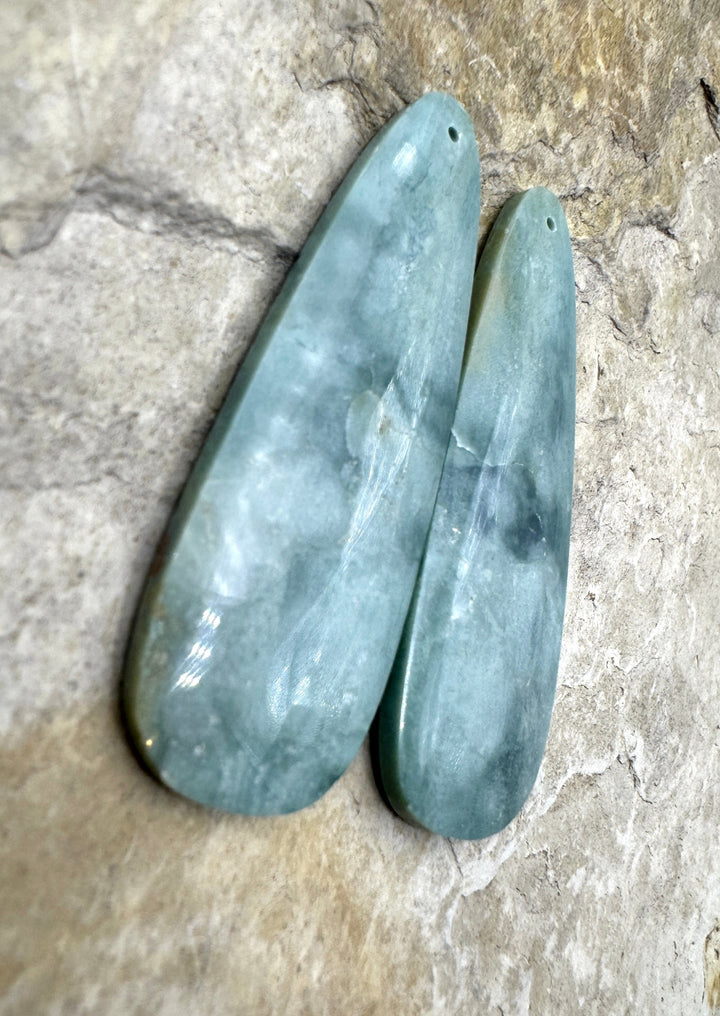 Imperial Jasper BIG Matrching Earring Bead Slab Pair