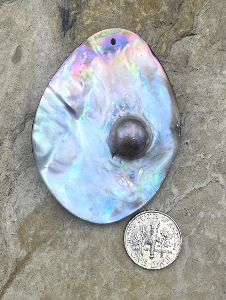 Iridescent Mabe Blister Pearl BIG Focal Pendant Bead Large