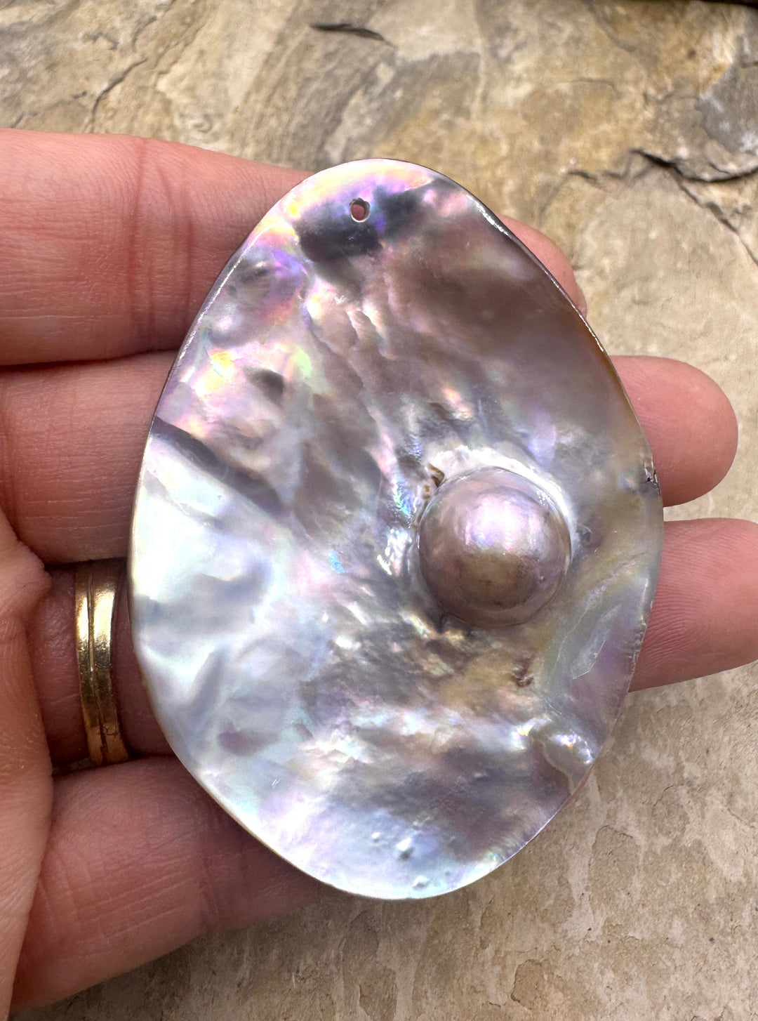 Iridescent Mabe Blister Pearl BIG Focal Pendant Bead Large